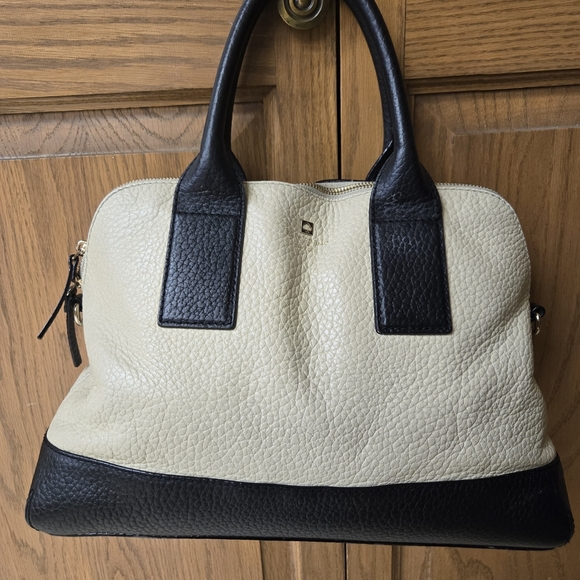 Kate Spade Cream and Black Satchel with Textured Leather - Picture 1 of 7